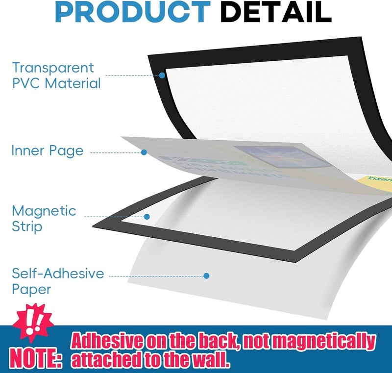 YixangDD 50 Pack Magnetic Sign Holder 8.5 x 11, Self-Adhesive Magnetic Wall Mount Sign Holder, Document Holder for Wall Window Office Poster Store - Image 3